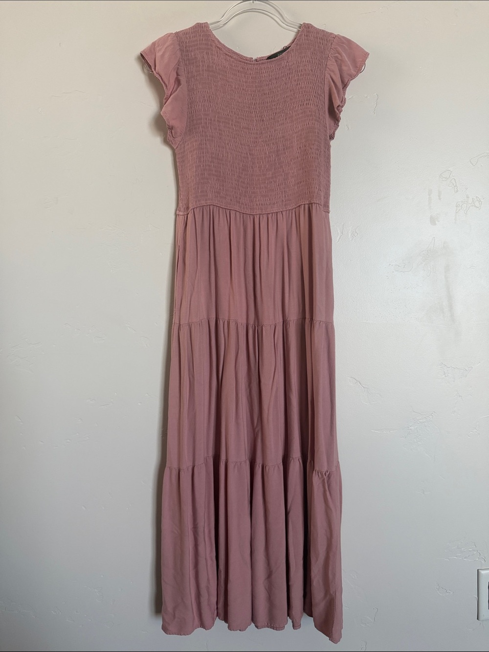 Smocked Bodice Maxi Dress in Dusty Rose Coquette Cottage Girlhood Style Dress